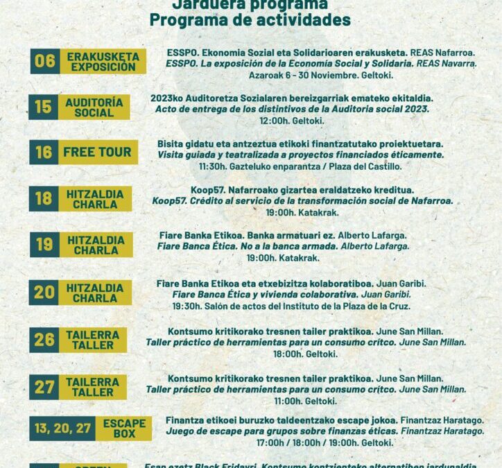Ekonomia Sozial eta Solidarioaren Hileko jardueren programa hartuko du Geltoki guneak azaroan